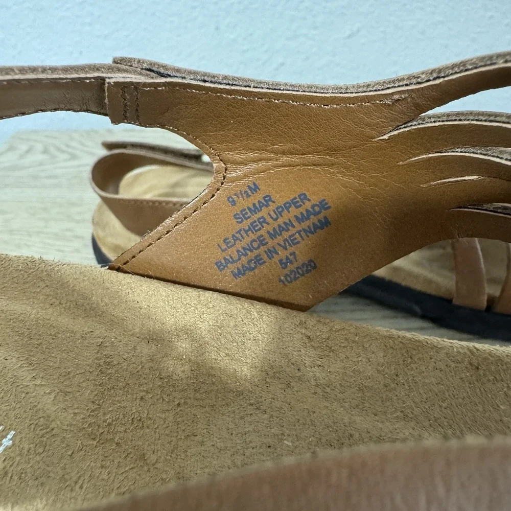 Easy-Spirit Tan Semar Fisherman Woven Leather Sandals Open Toe Womens Size 9.5 M